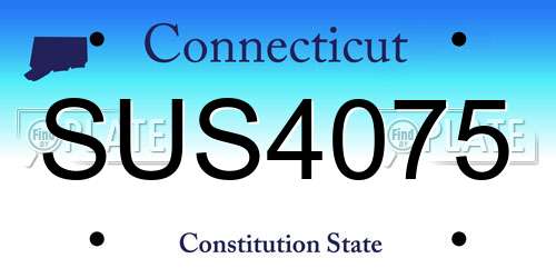 SUS4075 Connecticut License Plate
