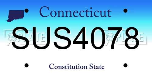 SUS4078 Connecticut License Plate