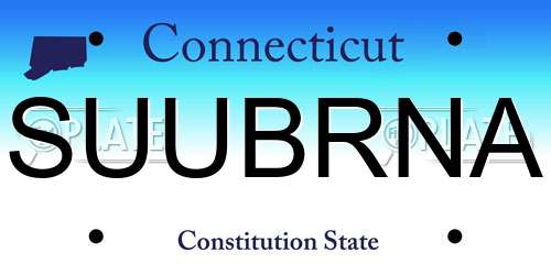 SUUBRNA Connecticut License Plate