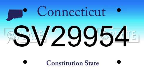 SV29954 Connecticut License Plate