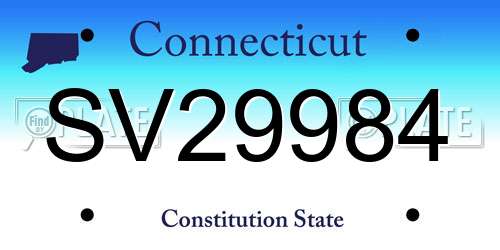 SV29984 Connecticut License Plate