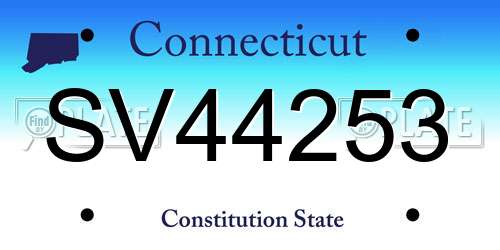 SV44253 Connecticut License Plate