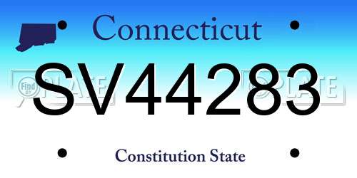 SV44283 Connecticut License Plate