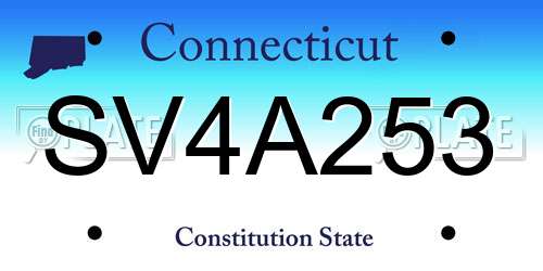 SV4A253 Connecticut License Plate