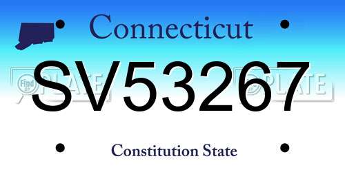 SV53267 Connecticut License Plate