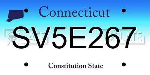 SV5E267 Connecticut License Plate