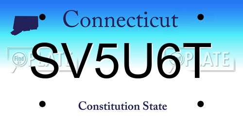 SV5U6T Connecticut License Plate