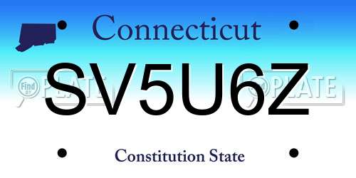 SV5U6Z Connecticut License Plate
