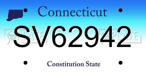SV62942 Connecticut License Plate