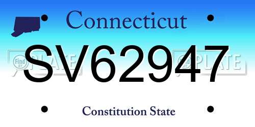 SV62947 Connecticut License Plate