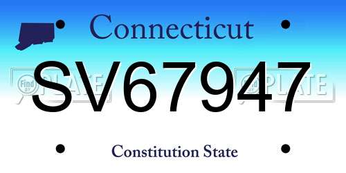 SV67947 Connecticut License Plate
