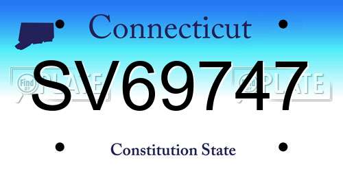SV69747 Connecticut License Plate
