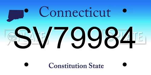 SV79984 Connecticut License Plate