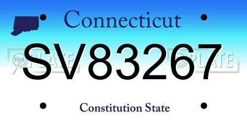 SV83267 Connecticut License Plate