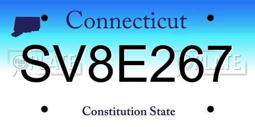 SV8E267 Connecticut License Plate