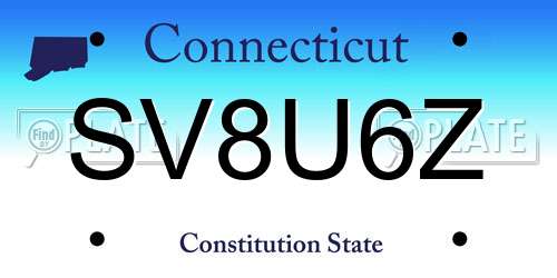 SV8U6Z Connecticut License Plate