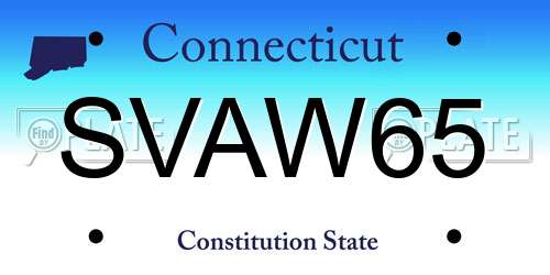 SVAW65 Connecticut License Plate