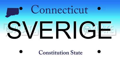 SVERIGE Connecticut License Plate