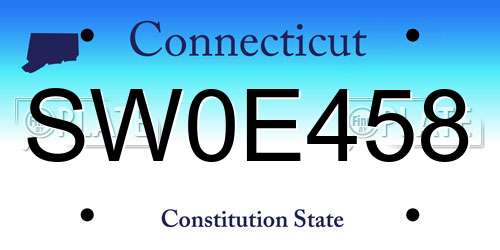 SW0E458 Connecticut License Plate