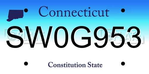 SW0G953 Connecticut License Plate