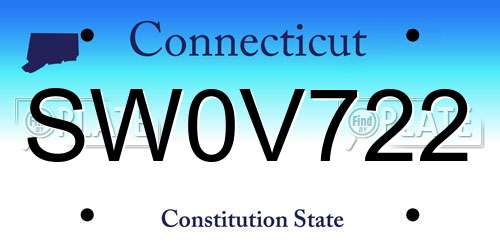 SW0V722 Connecticut License Plate