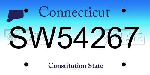 SW54267 Connecticut License Plate