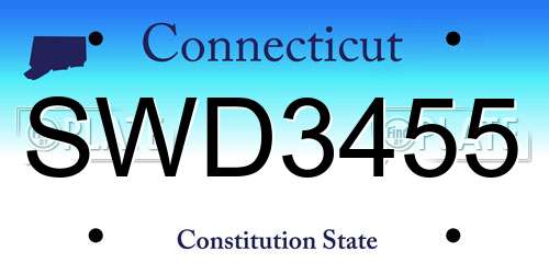 SWD3455 Connecticut License Plate