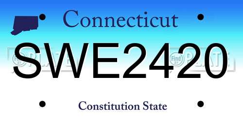 SWE2420 Connecticut License Plate