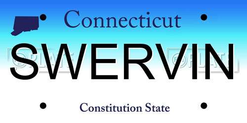 SWERVIN Connecticut License Plate