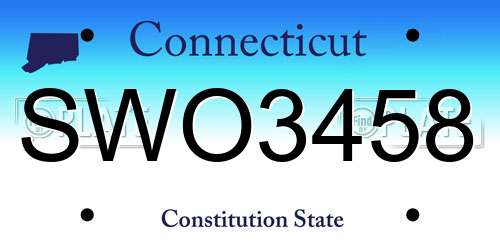 SWO3458 Connecticut License Plate