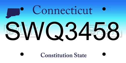 SWQ3458 Connecticut License Plate