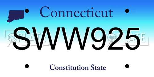 SWW925 Connecticut License Plate