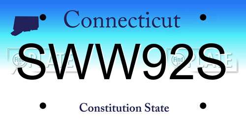 SWW92S Connecticut License Plate