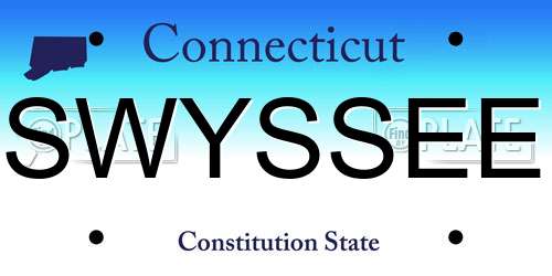 SWYSSEE Connecticut License Plate