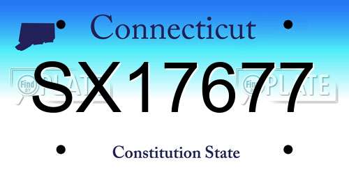 SX17677 Connecticut License Plate