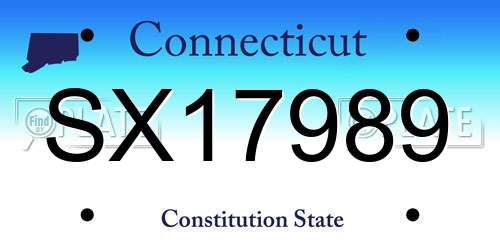 SX17989 Connecticut License Plate