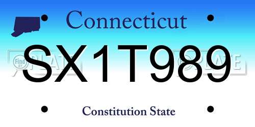 SX1T989 Connecticut License Plate