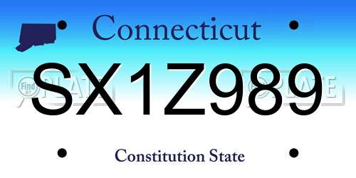 SX1Z989 Connecticut License Plate