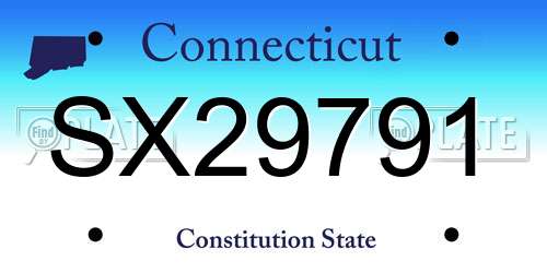 SX29791 Connecticut License Plate