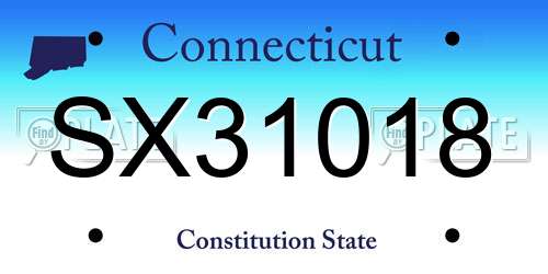 SX31018 Connecticut License Plate