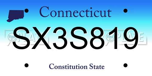 SX3S819 Connecticut License Plate
