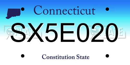 SX5E020 Connecticut License Plate