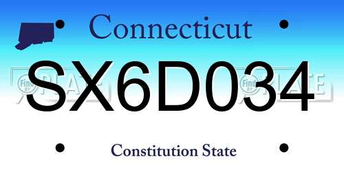 SX6D034 Connecticut License Plate