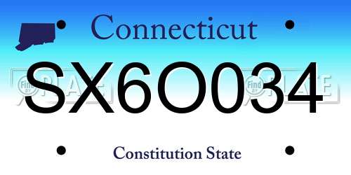 SX6O034 Connecticut License Plate