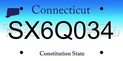 SX6Q034 Connecticut License Plate