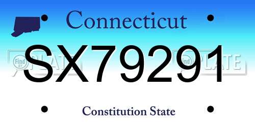 SX79291 Connecticut License Plate