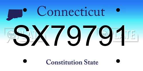 SX79791 Connecticut License Plate