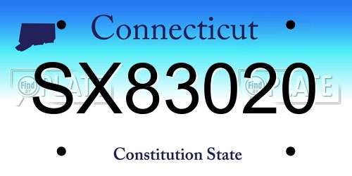 SX83020 Connecticut License Plate