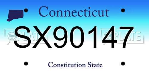 SX90147 Connecticut License Plate