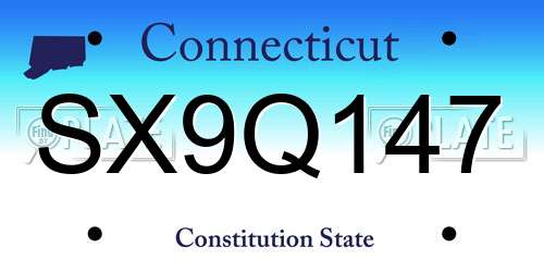 SX9Q147 Connecticut License Plate